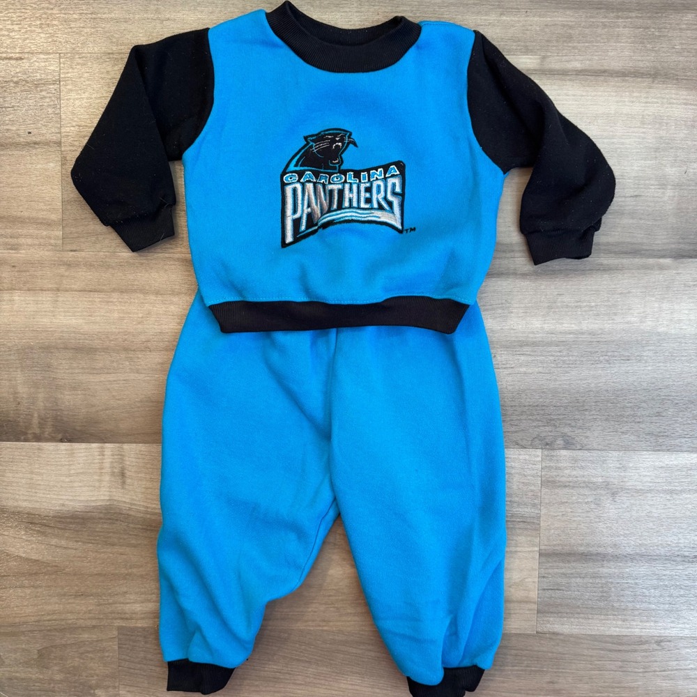 Vintage 90's NFL Carolina Panthers 2-Piece Sweatshirt Pants Set Retro 18M